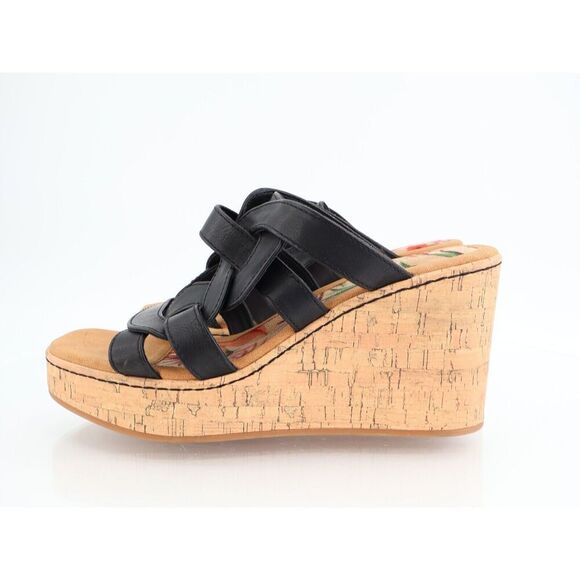 Born BOC Women Cora Sandal Size 10 Black Wedge Platform Vegan Leather Slide Mule - Picture 5 of 11